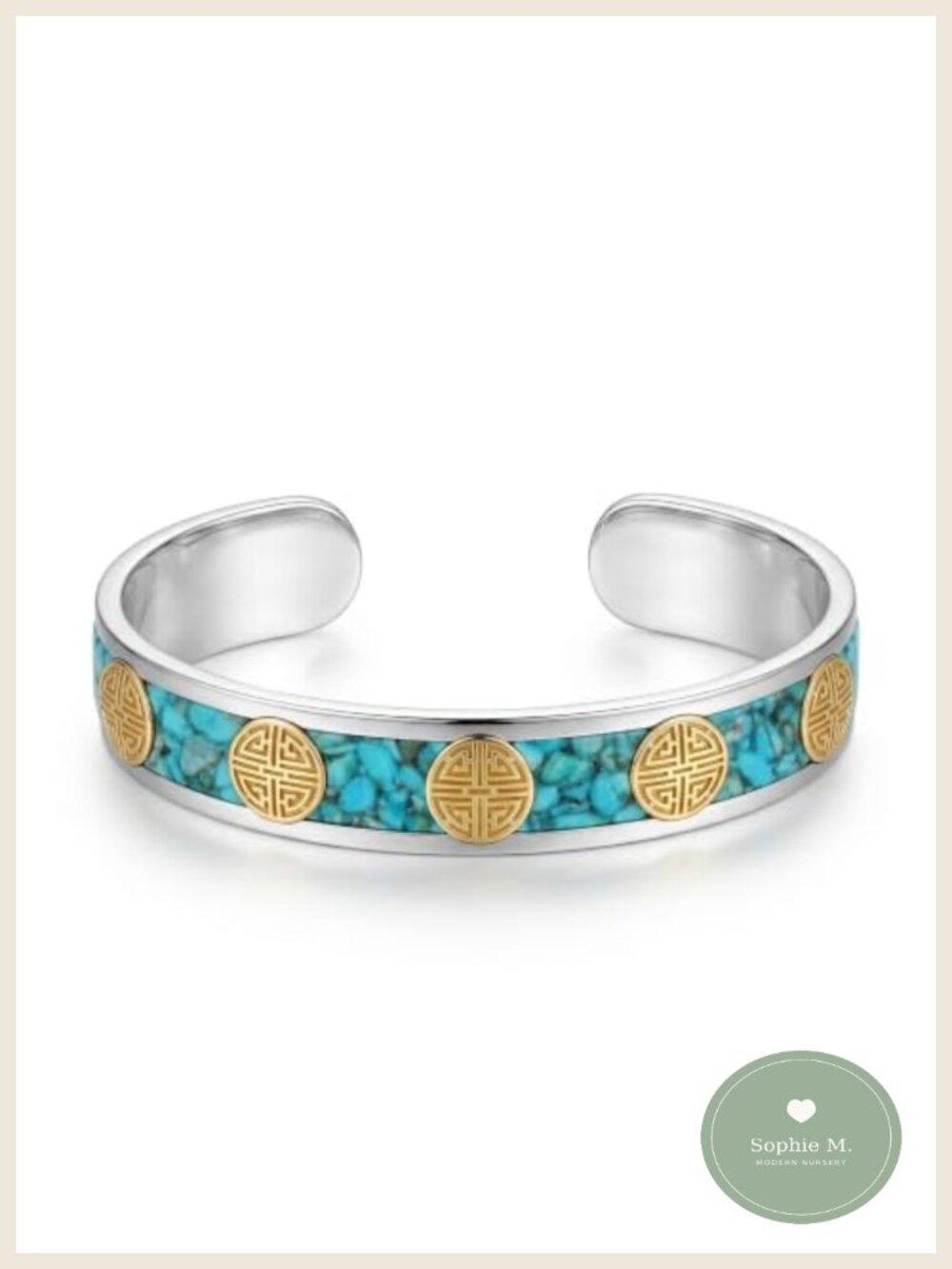 Turquoise Bangle Bracelet 18k White Gold Plated Adjustable Cuff Jewelry Gift